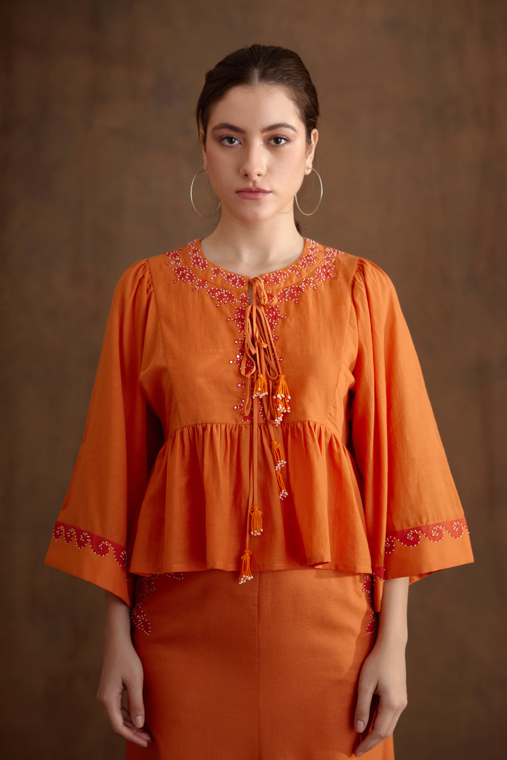 Saffron Applique Embroidered Top - Auraya Fashion - Nikasha - #tag1# - #tag2# - #tag3# - #tag3#