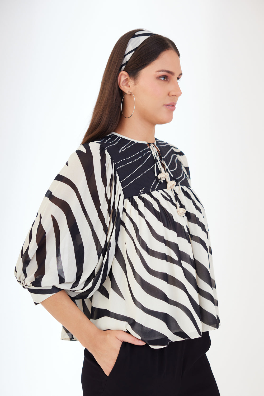 Black N White Animal Print Top - Auraya Fashion -  - #tag1# - #tag2# - #tag3# - #tag3#