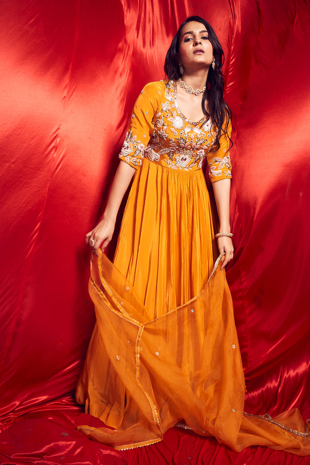 Topaz Yellow Anarkali Suit - Auraya Fashion - Bahaara by Divya & Saloni - #tag1# - #tag2# - #tag3# - #tag3#