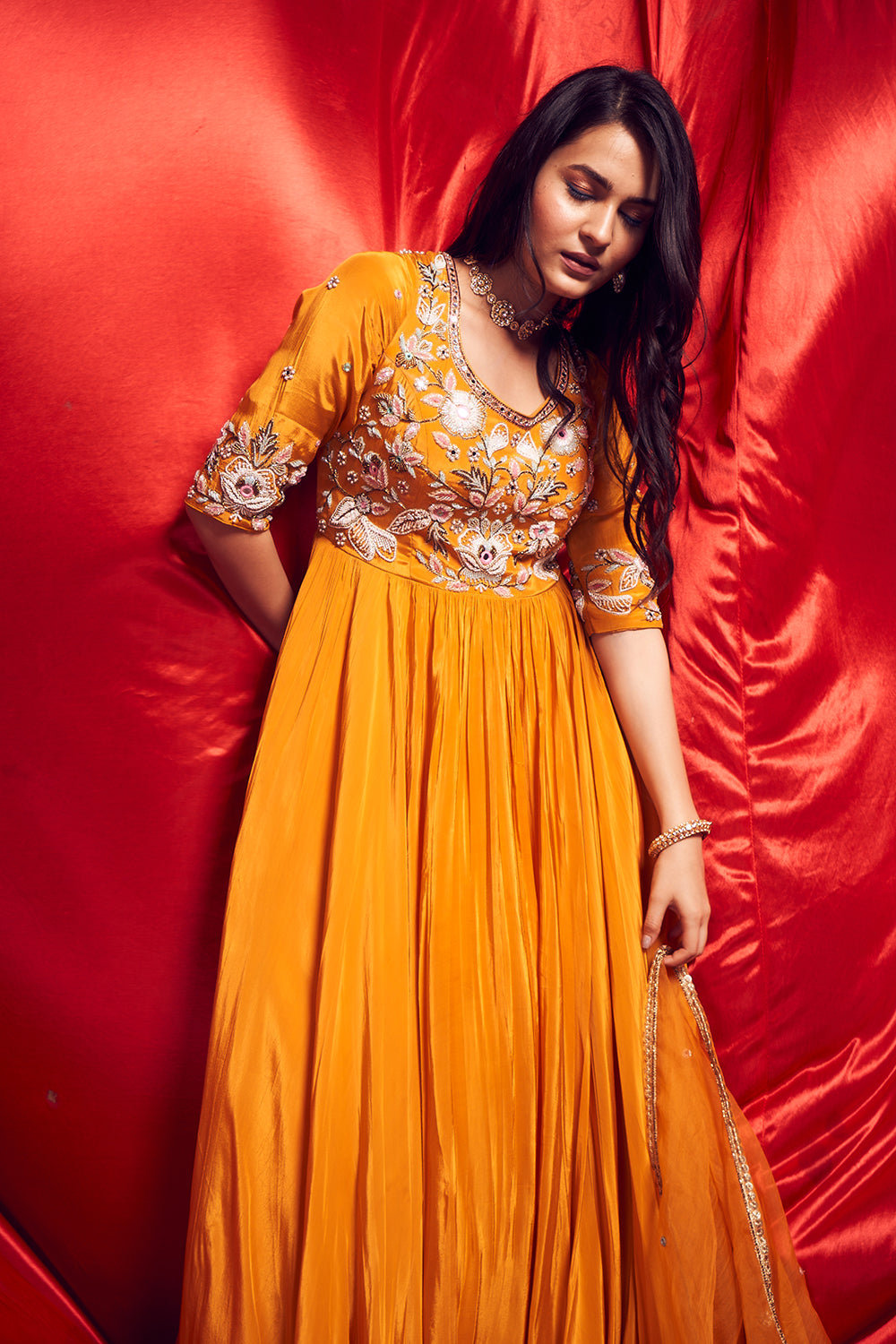 Topaz Yellow Anarkali Suit - Auraya Fashion -  - #tag1# - #tag2# - #tag3# - #tag3#