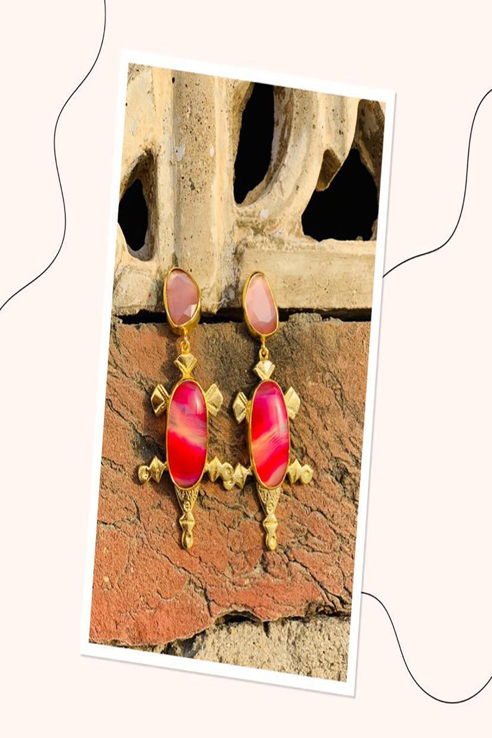 Cascading Pink Earrring Earring - Auraya Fashion - Citrine - #tag1# - #tag2# - #tag3# - #tag3#