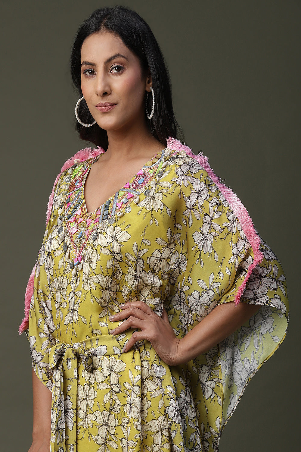 Flower Printed Kaftan - Auraya Fashion -  - #tag1# - #tag2# - #tag3# - #tag3#