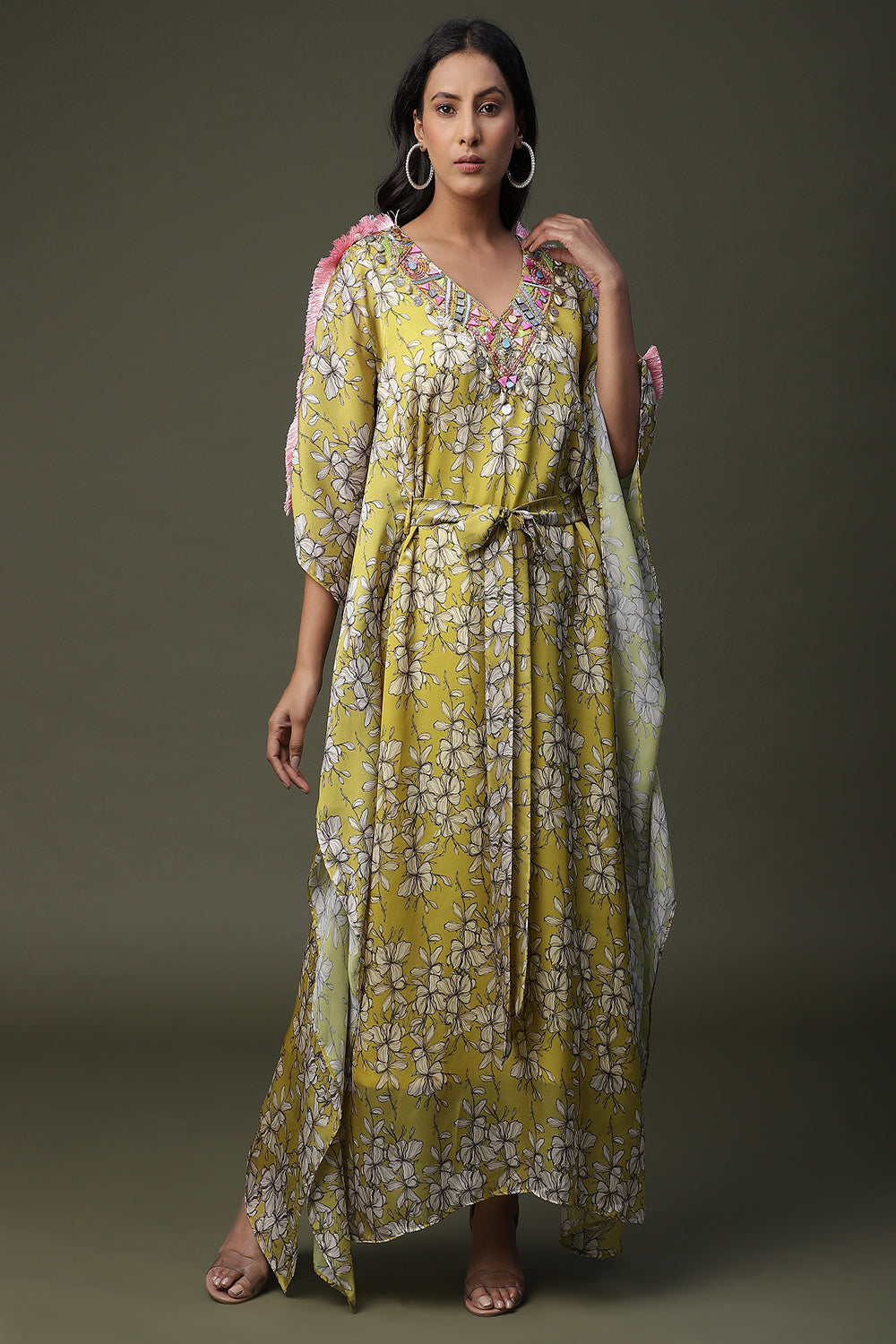 Flower Printed Kaftan - Auraya Fashion -  - #tag1# - #tag2# - #tag3# - #tag3#