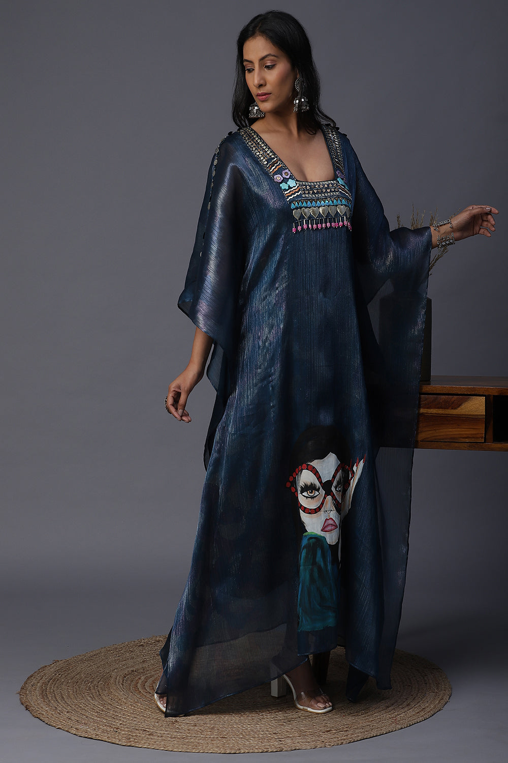 Office Girl Handpainted Kaftan - Auraya Fashion -  - #tag1# - #tag2# - #tag3# - #tag3#