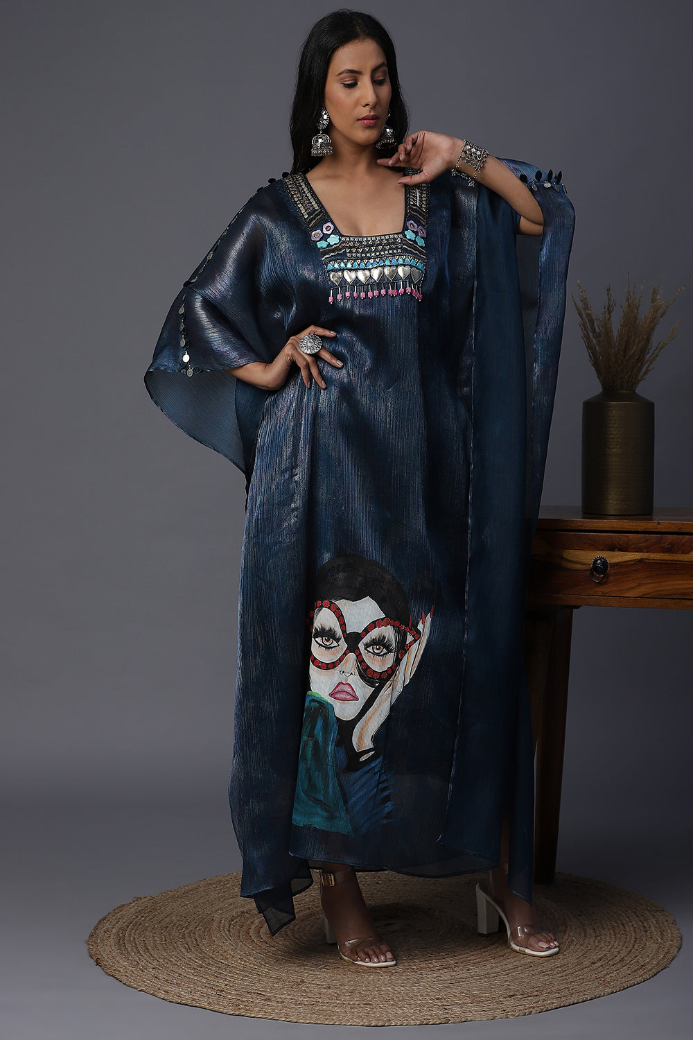 Office Girl Handpainted Kaftan - Auraya Fashion -  - #tag1# - #tag2# - #tag3# - #tag3#