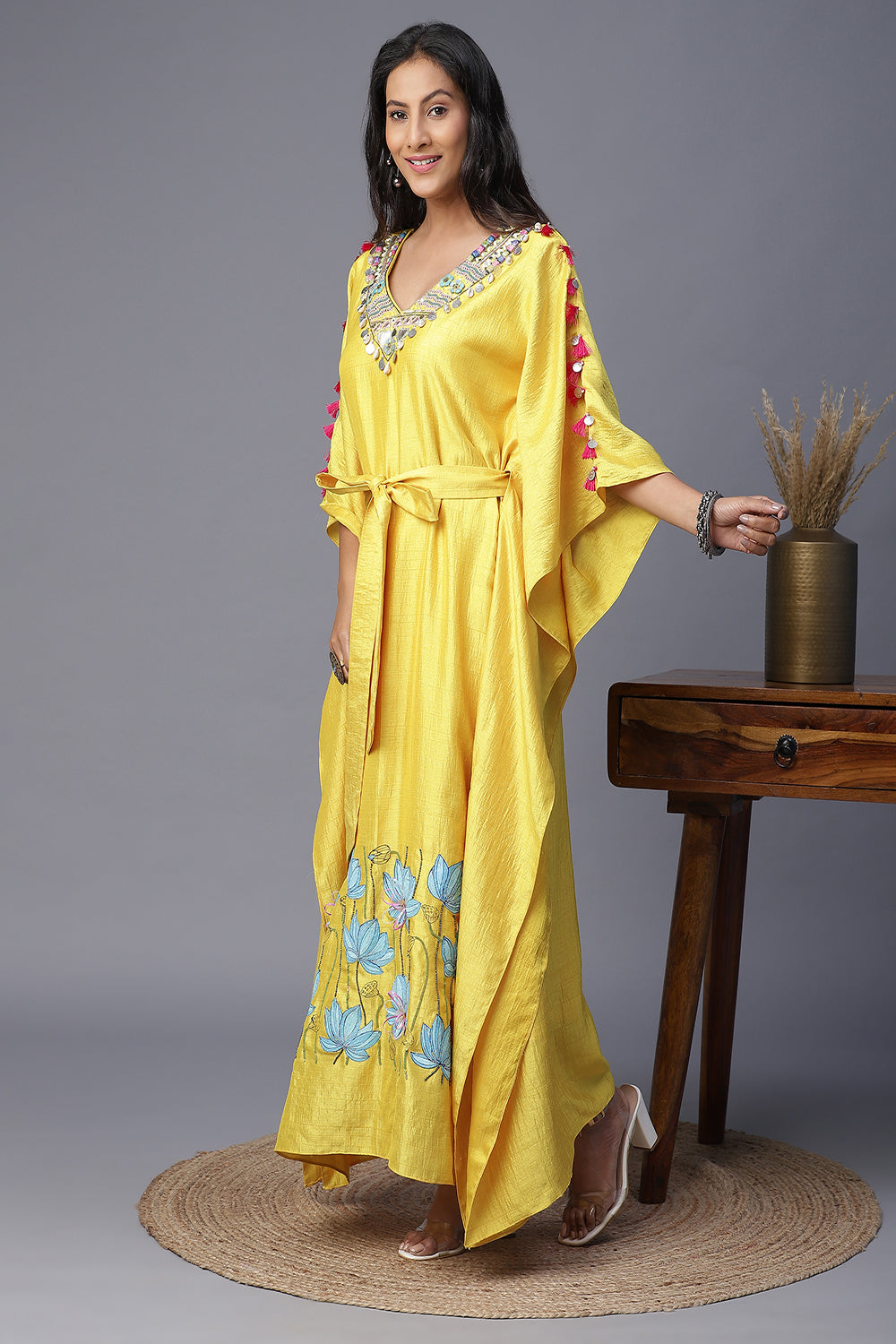 Yellow Flower Handpainted Kaftan