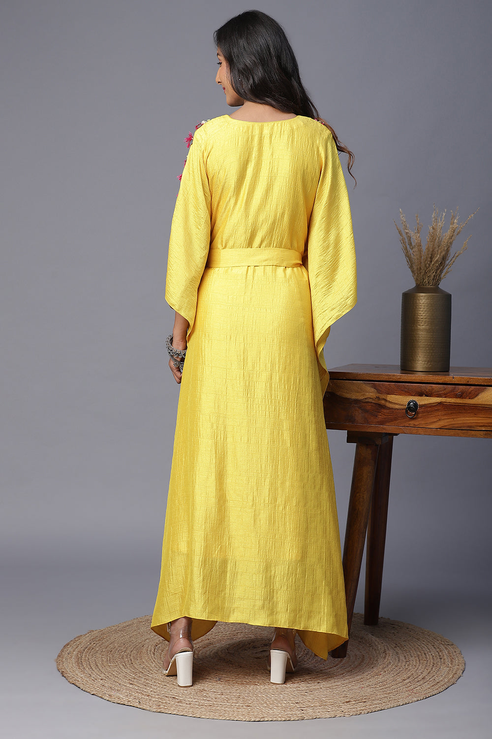 Yellow Flower Handpainted Kaftan