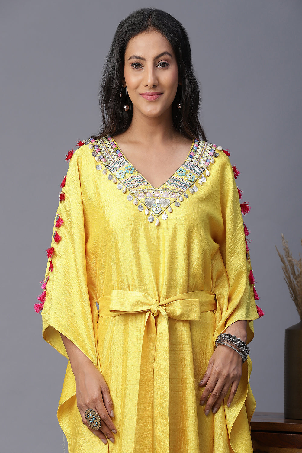 Yellow Flower Handpainted Kaftan