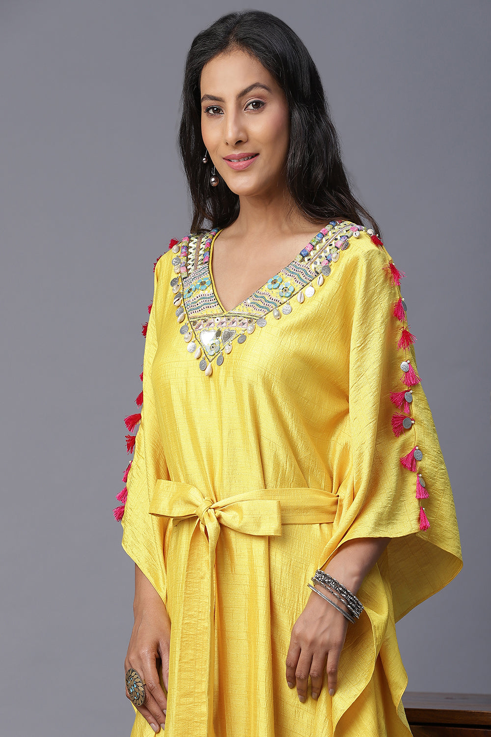 Yellow Flower Handpainted Kaftan