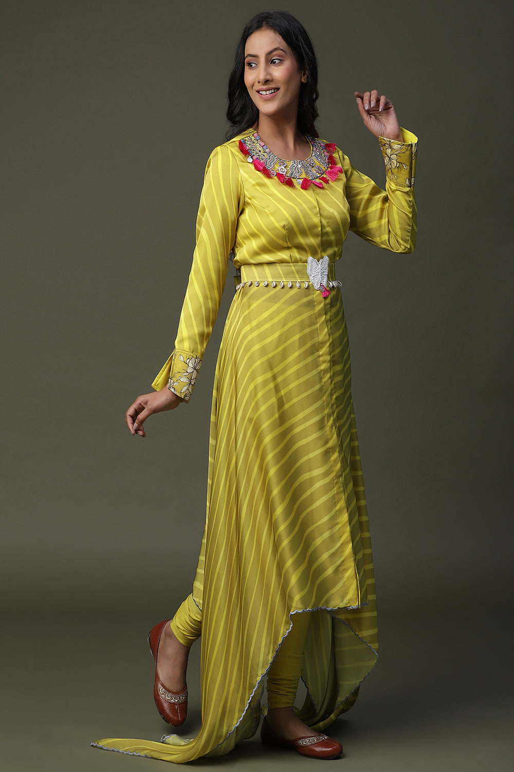 Yellow Stripe Handpainted Indo Set