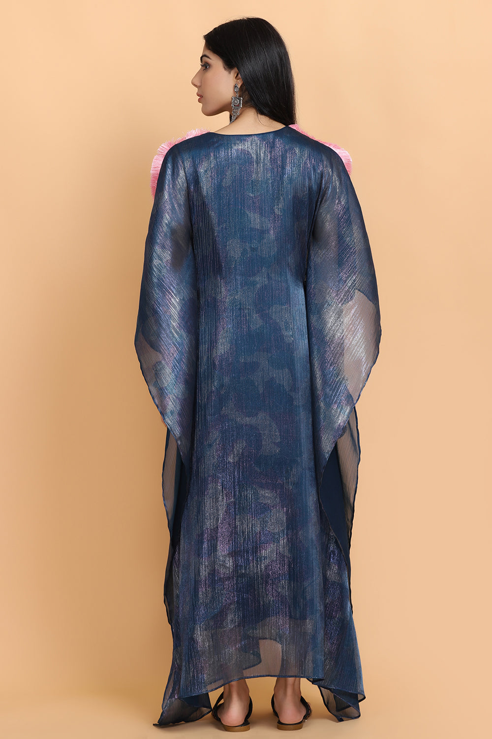 Electric Blue Bees Handapinted Kaftan Set - Auraya Fashion -  - #tag1# - #tag2# - #tag3# - #tag3#