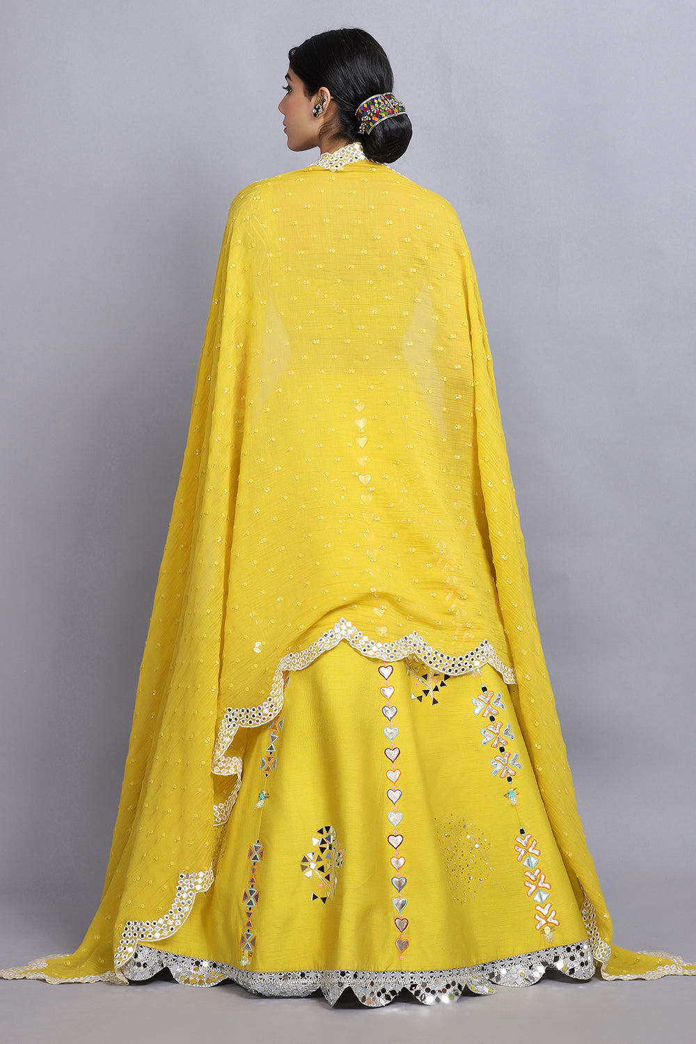 Electric Yellow Handpainted Lehnga Set - Auraya Fashion -  - #tag1# - #tag2# - #tag3# - #tag3#