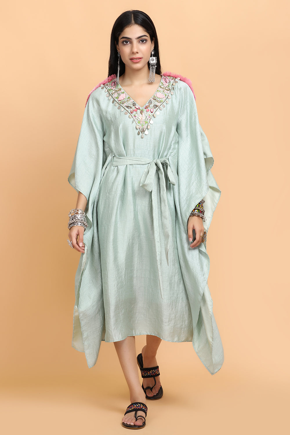 Sea Green Kaftan Set - Auraya Fashion - Arpita Sulakshana - #tag1# - #tag2# - #tag3# - #tag3#