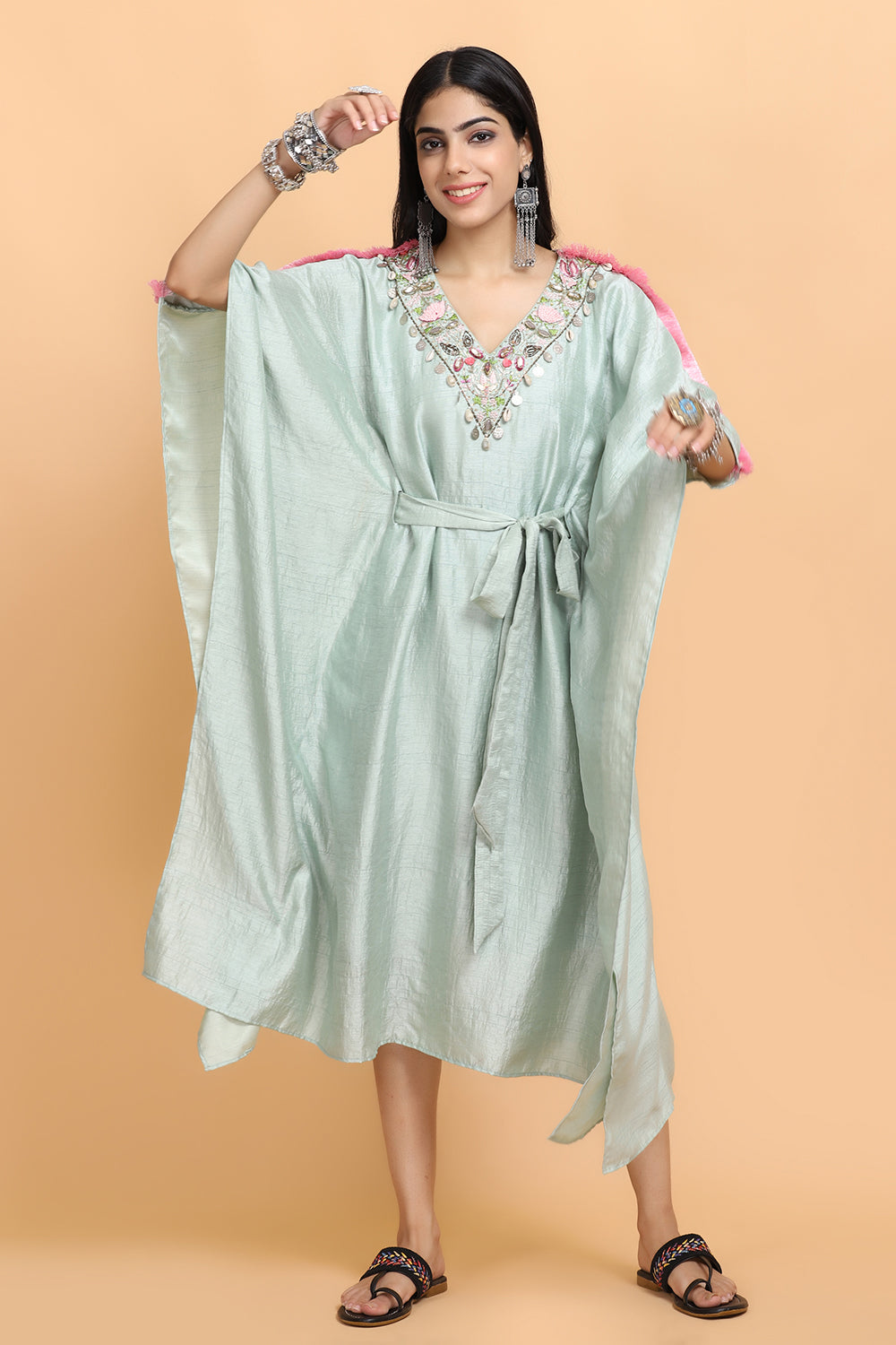 Sea Green Kaftan Set - Auraya Fashion -  - #tag1# - #tag2# - #tag3# - #tag3#