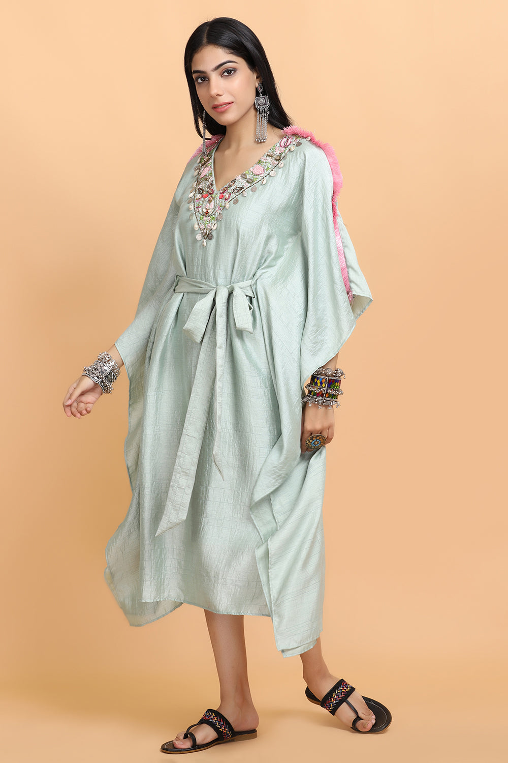 Sea Green Kaftan Set - Auraya Fashion -  - #tag1# - #tag2# - #tag3# - #tag3#