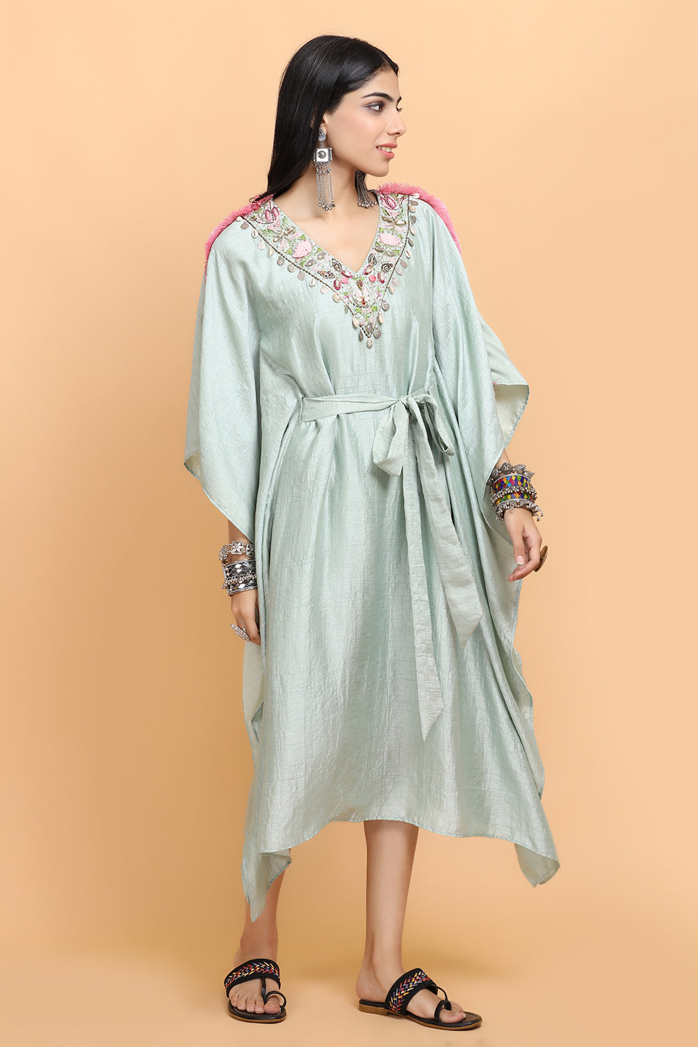 Sea Green Kaftan Set - Auraya Fashion -  - #tag1# - #tag2# - #tag3# - #tag3#