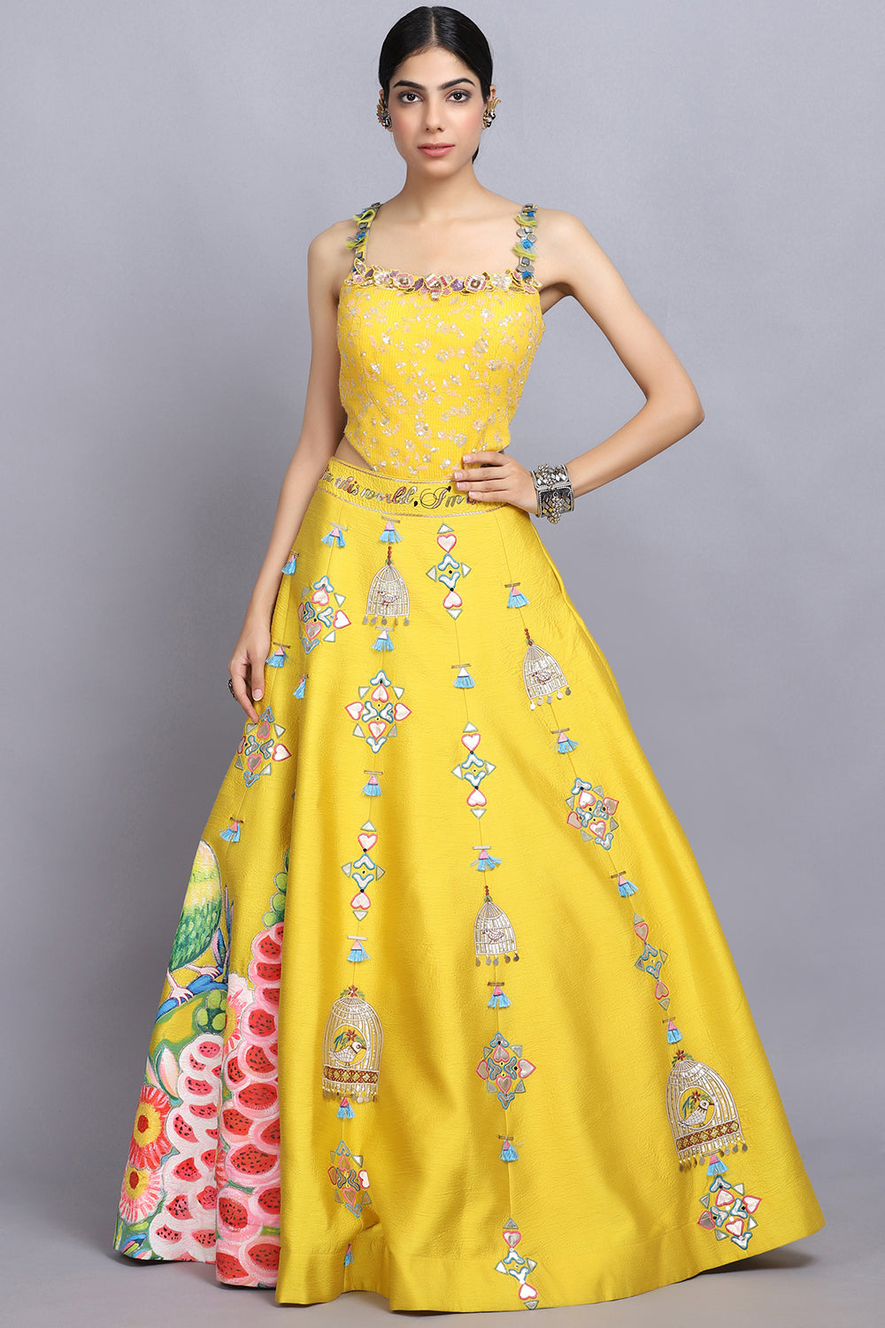 Yellow Handapinted Lehnga Set