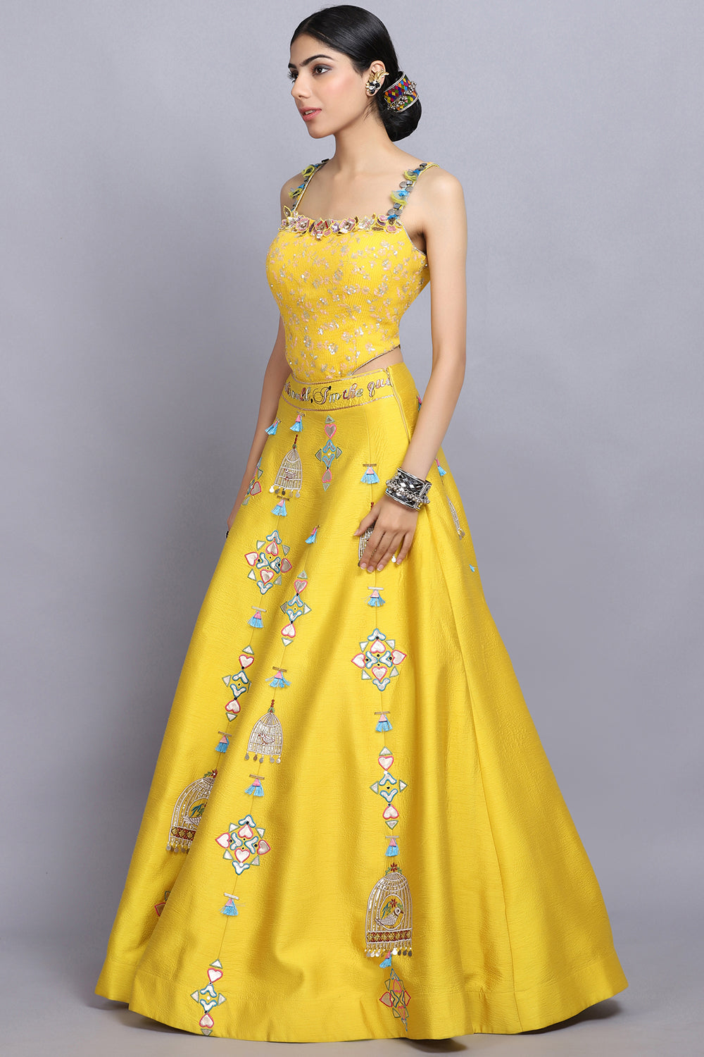 Yellow Handapinted Lehnga Set