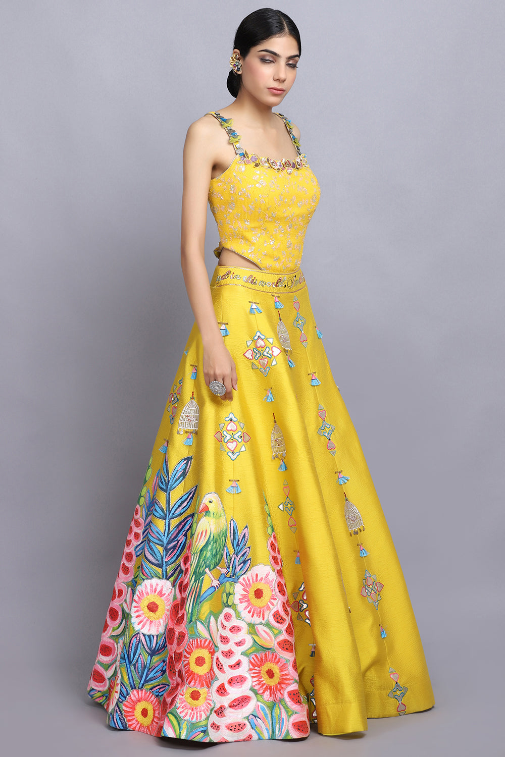 Yellow Handapinted Lehnga Set