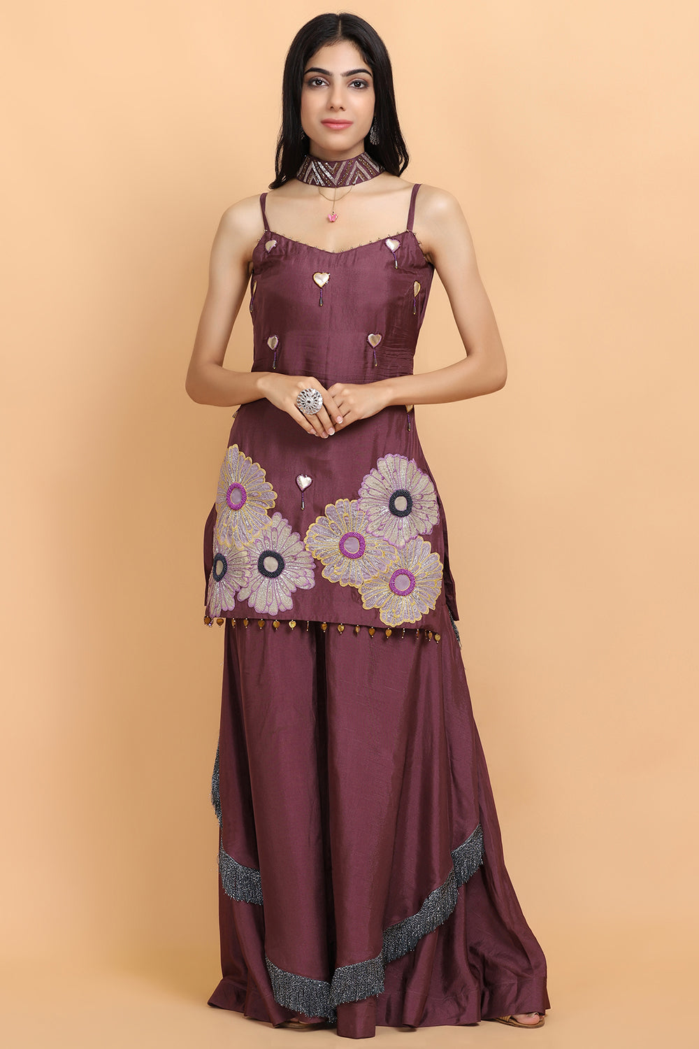 Purple Silk Garara Set - Auraya Fashion - Arpita Sulakshana - #tag1# - #tag2# - #tag3# - #tag3#