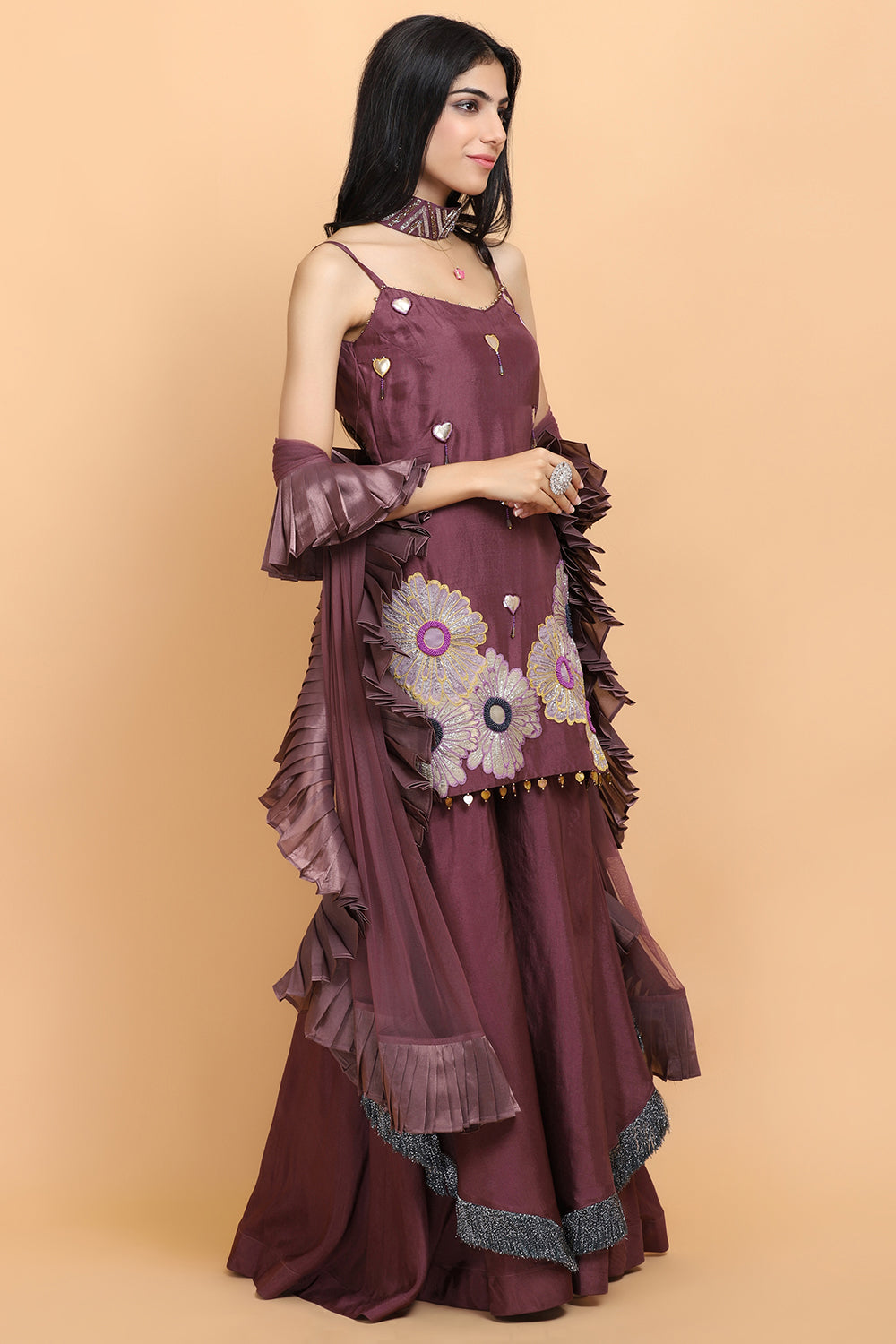 Purple Silk Garara Set - Auraya Fashion -  - #tag1# - #tag2# - #tag3# - #tag3#