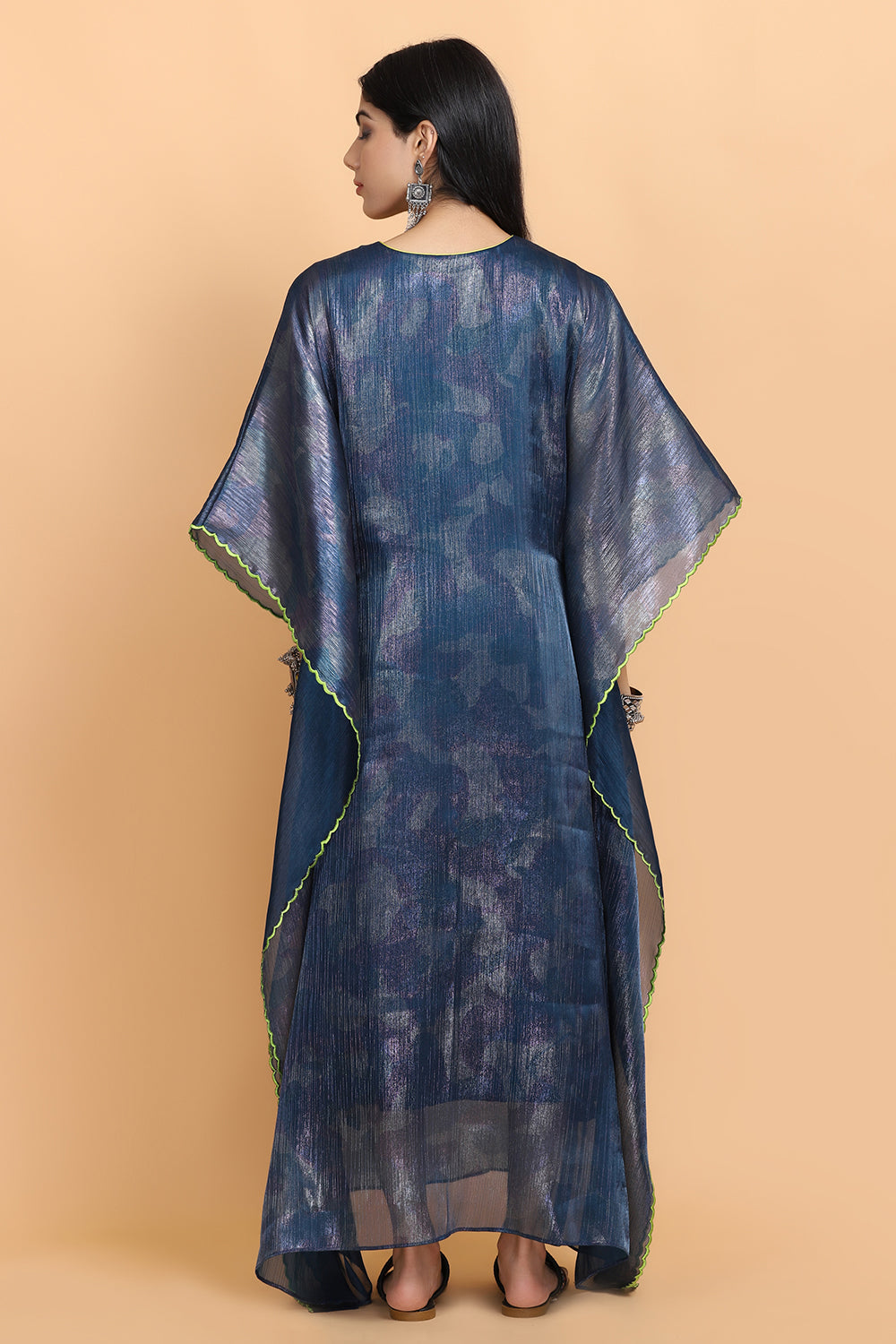 Electric Blue Handapinted Kaftan Set - Auraya Fashion -  - #tag1# - #tag2# - #tag3# - #tag3#