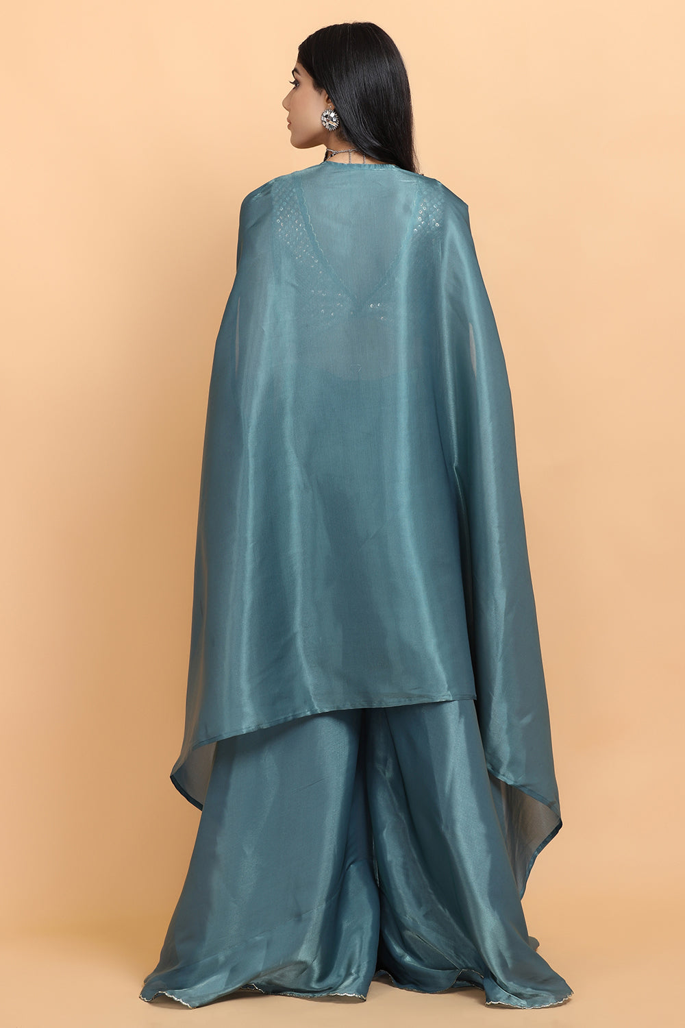 Turquoise Blue Handapinted Cape Set