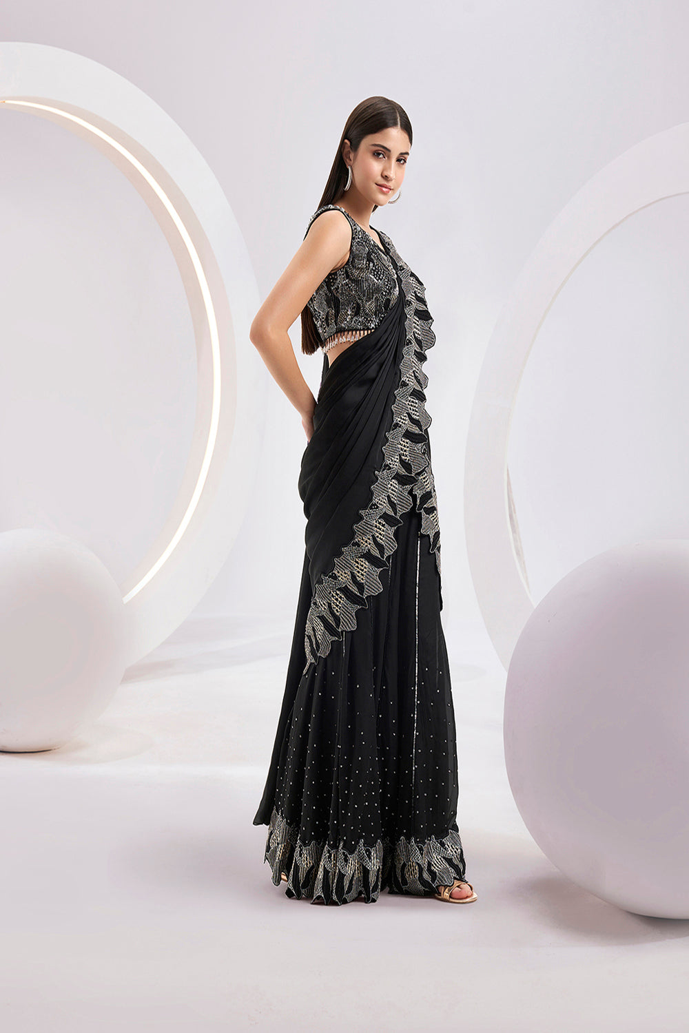 Delora Sharara Saree Set - Auraya Fashion -  - #tag1# - #tag2# - #tag3# - #tag3#