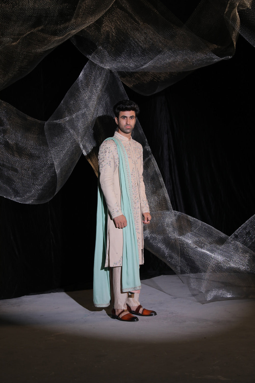 Sherwani With Multi Colour Resham And Dabka Work - Auraya Fashion -  - #tag1# - #tag2# - #tag3# - #tag3#