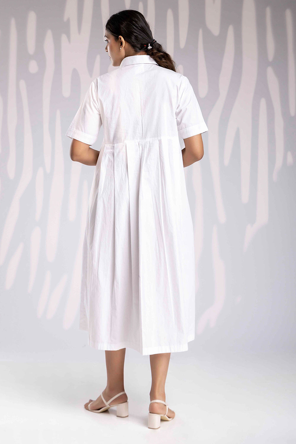 Alphabetic Long Shirt Dress - White - Auraya Fashion -  - #tag1# - #tag2# - #tag3# - #tag3#