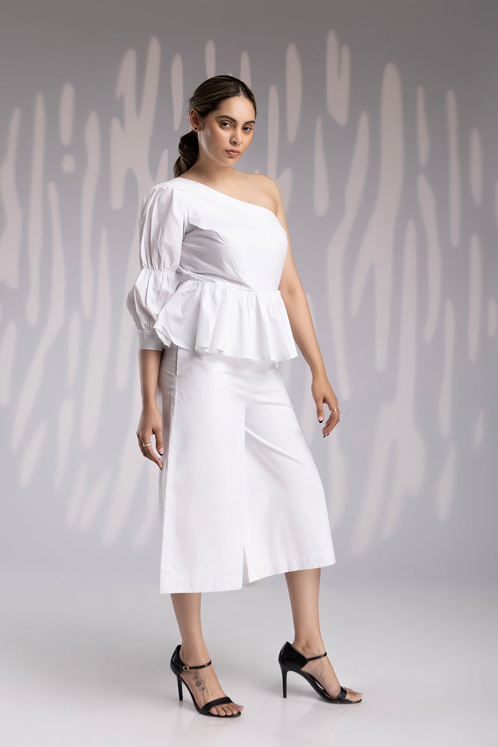 Oneside Sleeve Jumpsuit - White - Auraya Fashion -  - #tag1# - #tag2# - #tag3# - #tag3#