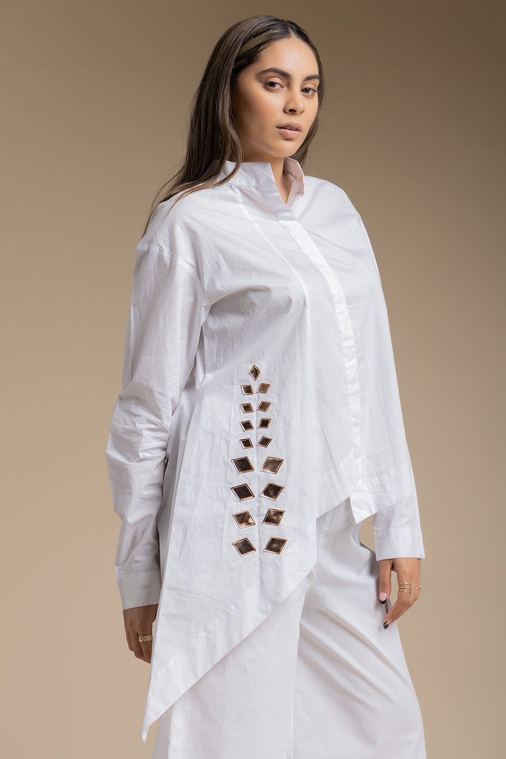 Mirror Shirt Set - White - Auraya Fashion -  - #tag1# - #tag2# - #tag3# - #tag3#