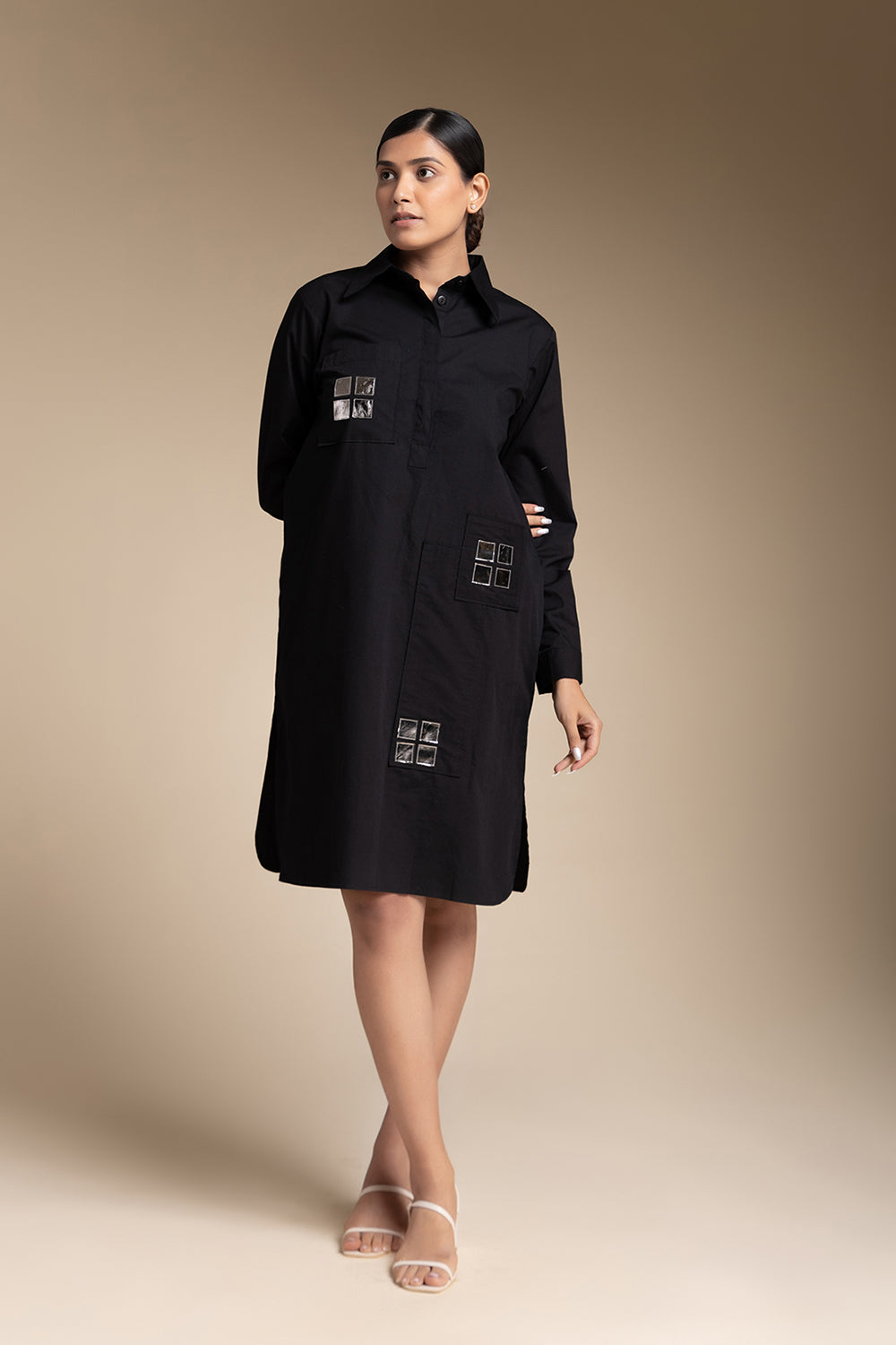 Mirror Shirt Dress - Black - Auraya Fashion -  - #tag1# - #tag2# - #tag3# - #tag3#