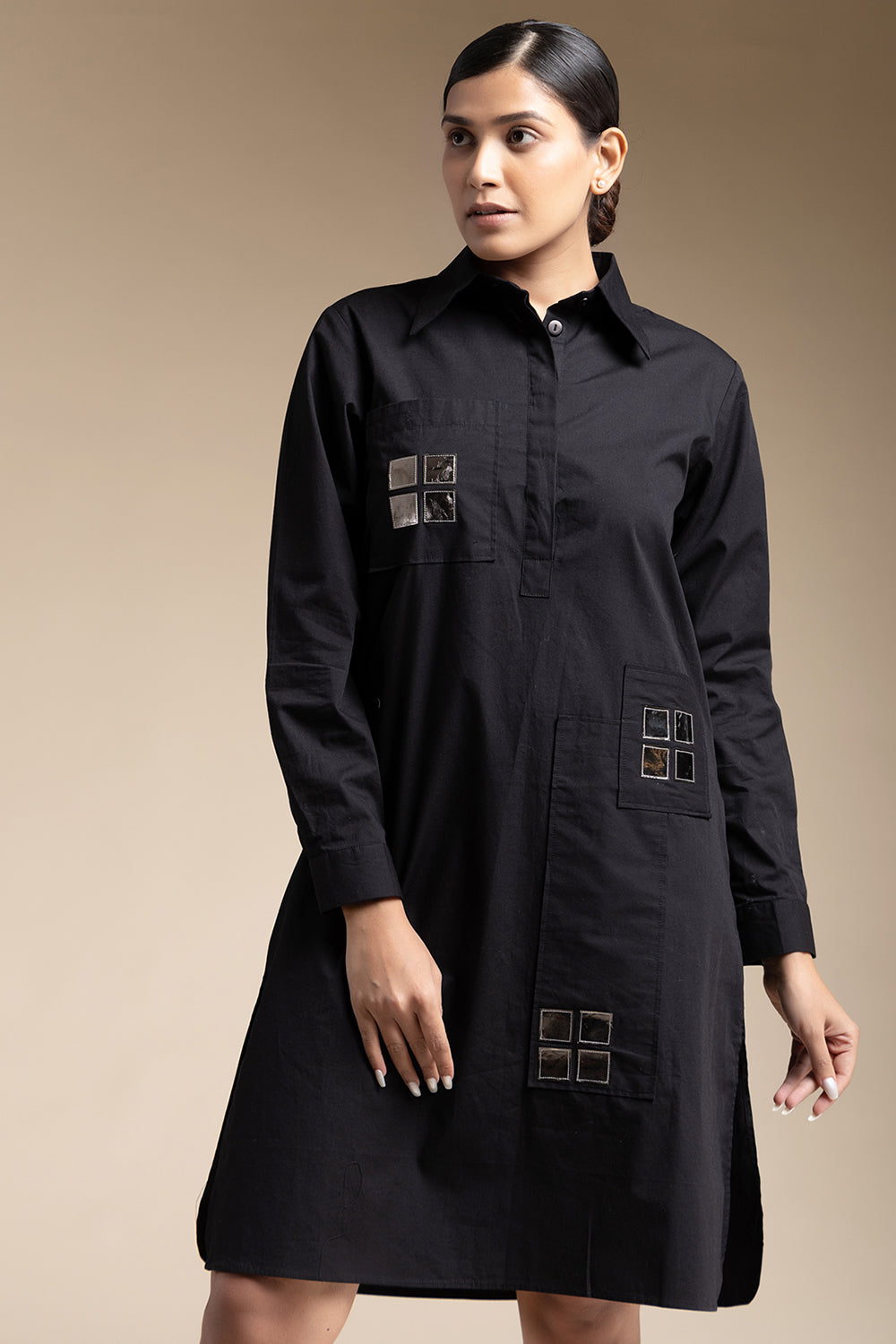 Mirror Shirt Dress - Black - Auraya Fashion -  - #tag1# - #tag2# - #tag3# - #tag3#