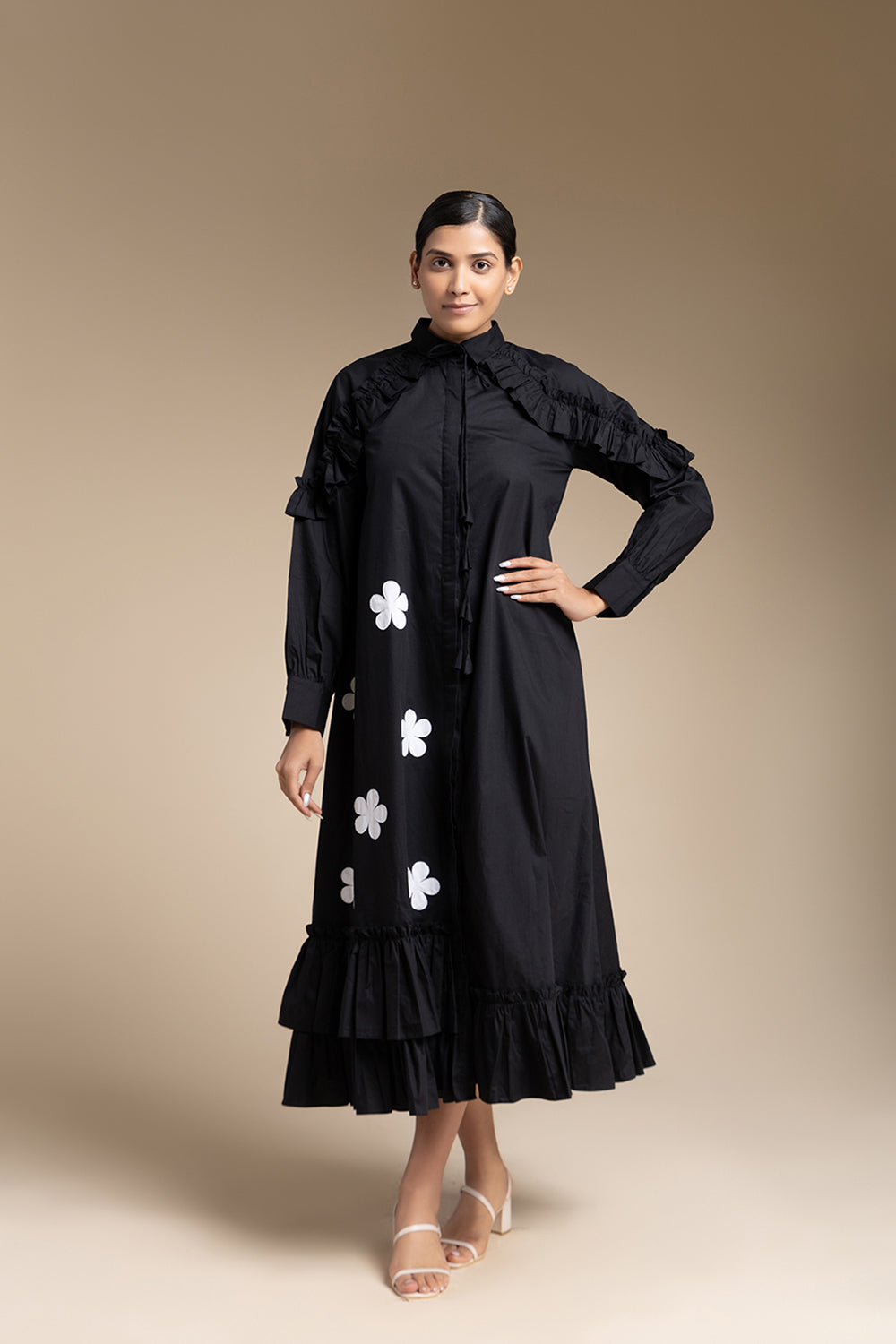 Gathers Dress - Black - Auraya Fashion -  - #tag1# - #tag2# - #tag3# - #tag3#