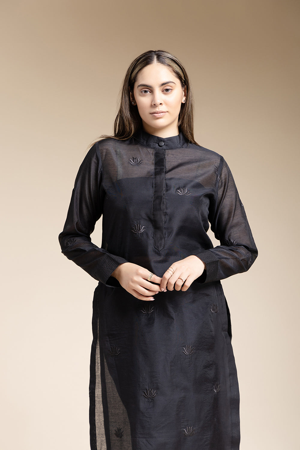 Sheer Tunic Set - Black - Auraya Fashion -  - #tag1# - #tag2# - #tag3# - #tag3#