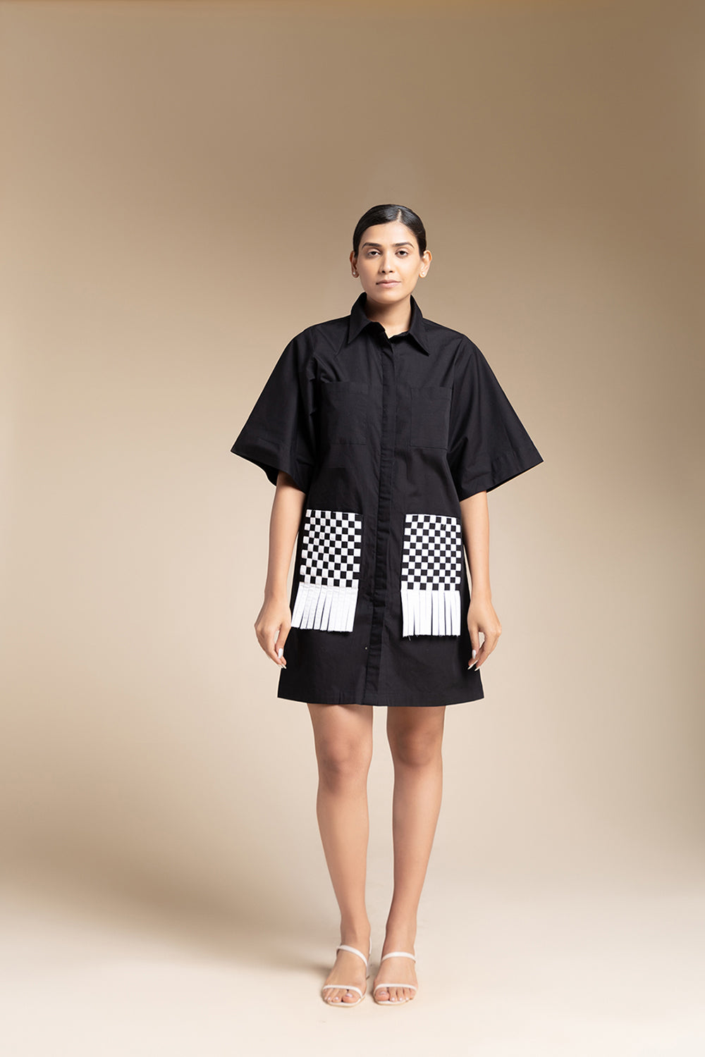 Matting Shirt Dress - Black - Auraya Fashion - House of Manaa - #tag1# - #tag2# - #tag3# - #tag3#