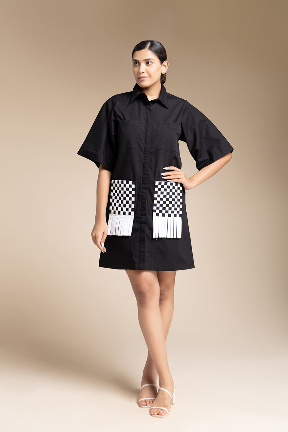 Matting Shirt Dress - Black - Auraya Fashion -  - #tag1# - #tag2# - #tag3# - #tag3#