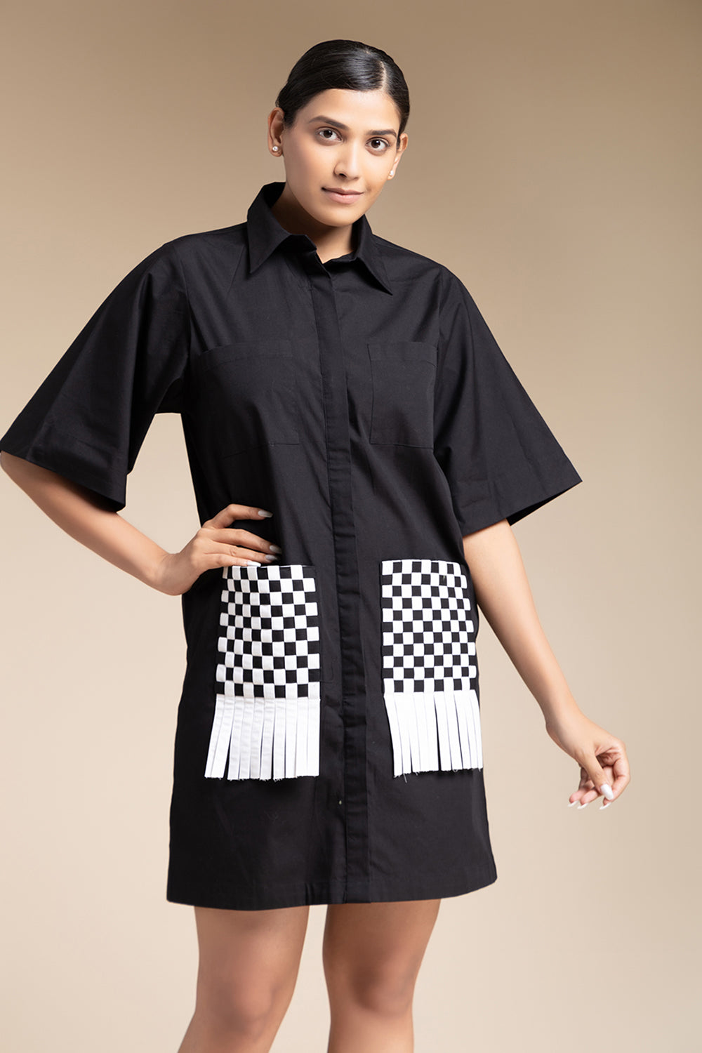 Matting Shirt Dress - Black - Auraya Fashion -  - #tag1# - #tag2# - #tag3# - #tag3#