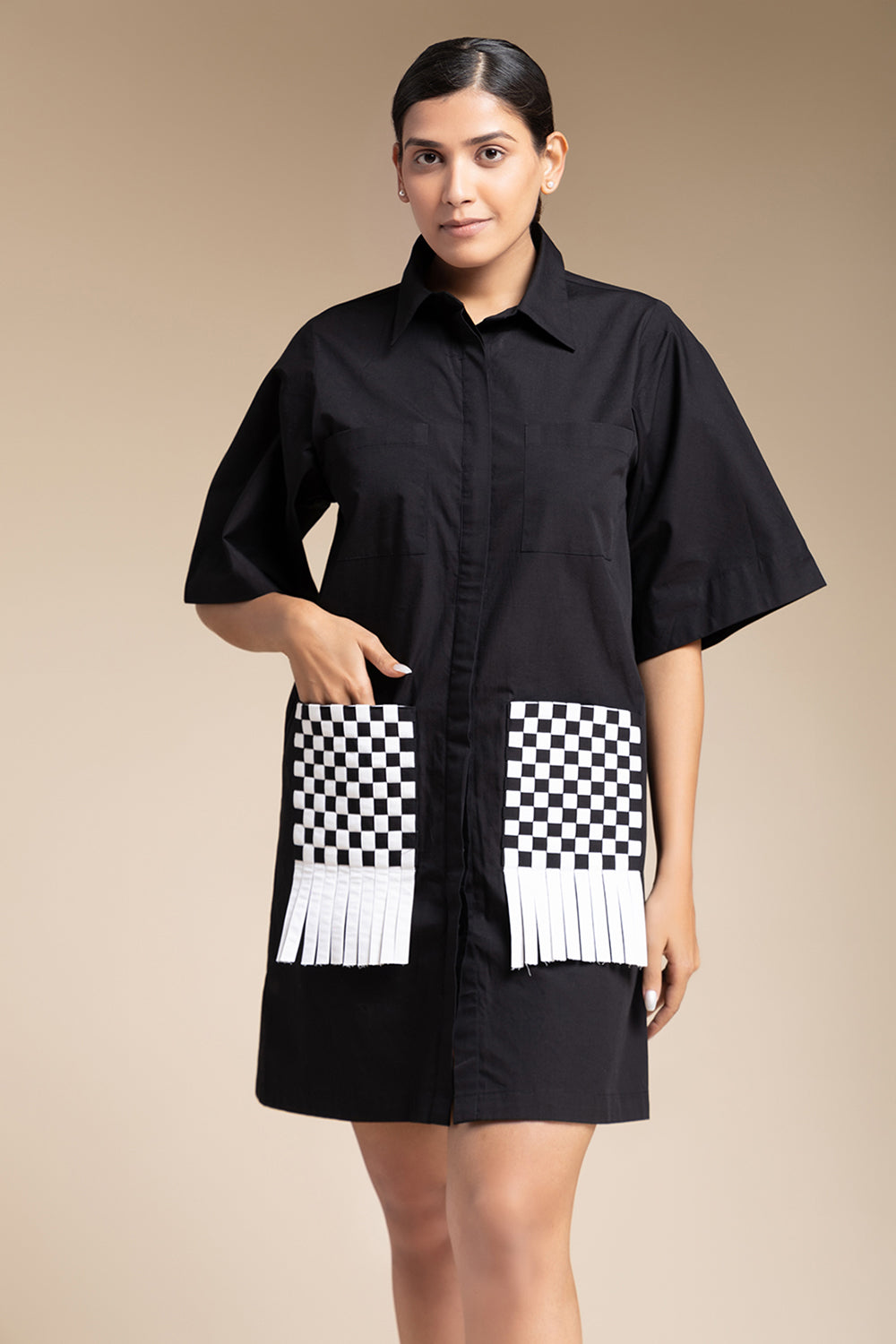 Matting Shirt Dress - Black - Auraya Fashion -  - #tag1# - #tag2# - #tag3# - #tag3#