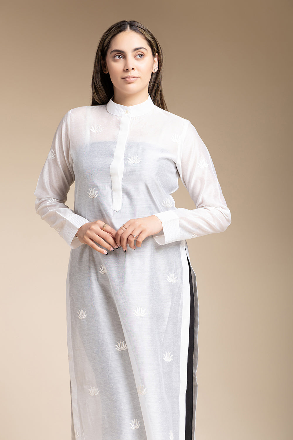 Sheer Tunic Set - White - Auraya Fashion -  - #tag1# - #tag2# - #tag3# - #tag3#