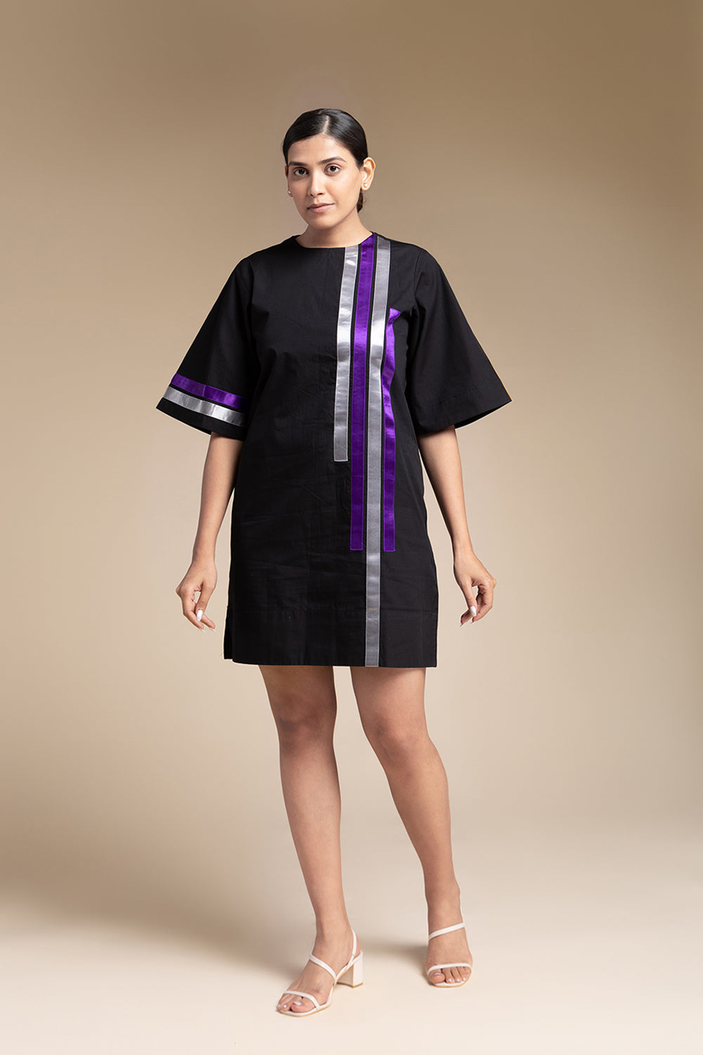 Satin Detailed Shift Dress - Black - Auraya Fashion -  - #tag1# - #tag2# - #tag3# - #tag3#