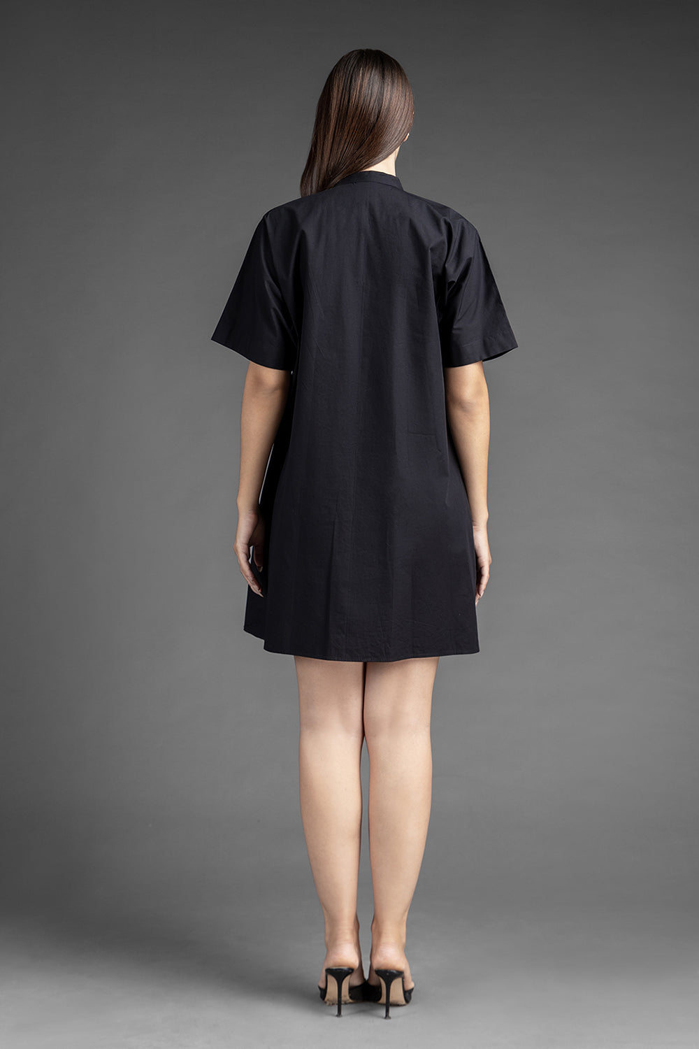 Alphabetic Shirt Dress - Black - Auraya Fashion -  - #tag1# - #tag2# - #tag3# - #tag3#