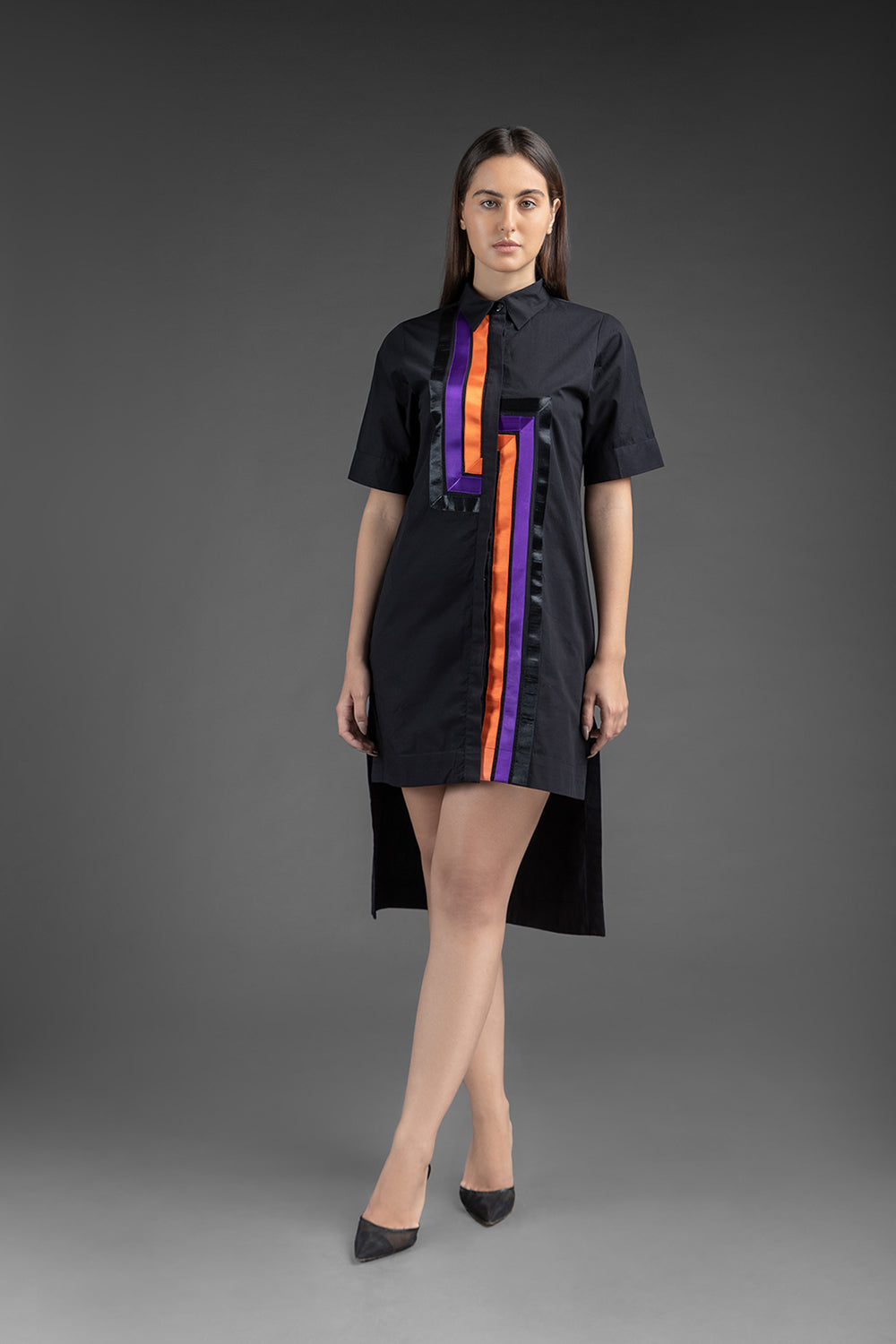 Satin Details Shirt Dress - Black - Auraya Fashion -  - #tag1# - #tag2# - #tag3# - #tag3#