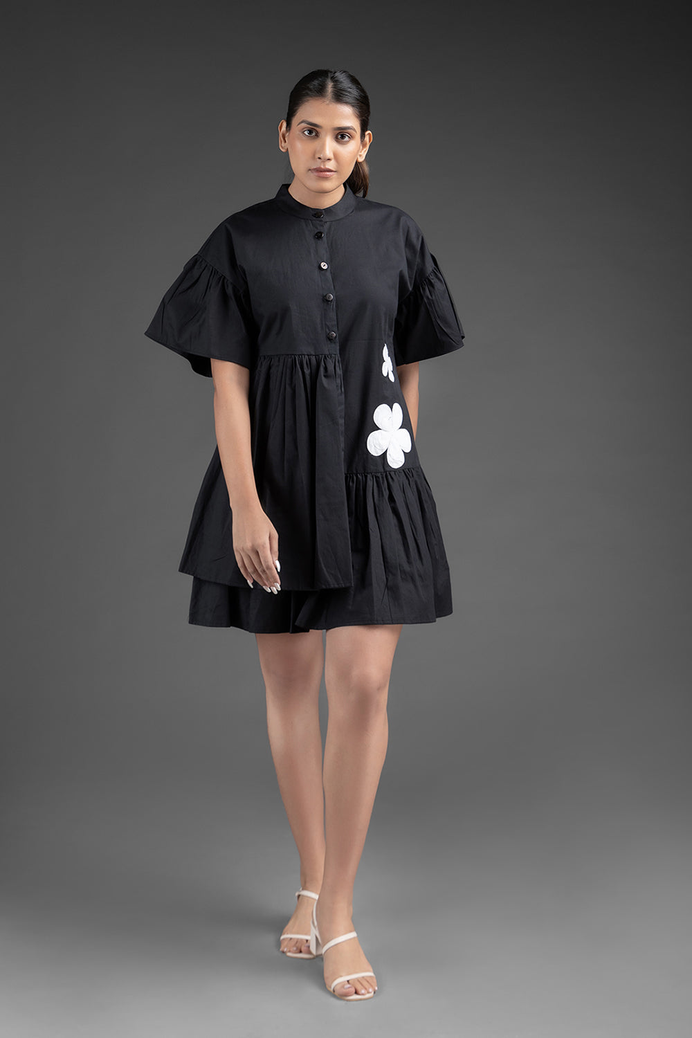 Gathers Shirt Dress - Black - Auraya Fashion -  - #tag1# - #tag2# - #tag3# - #tag3#