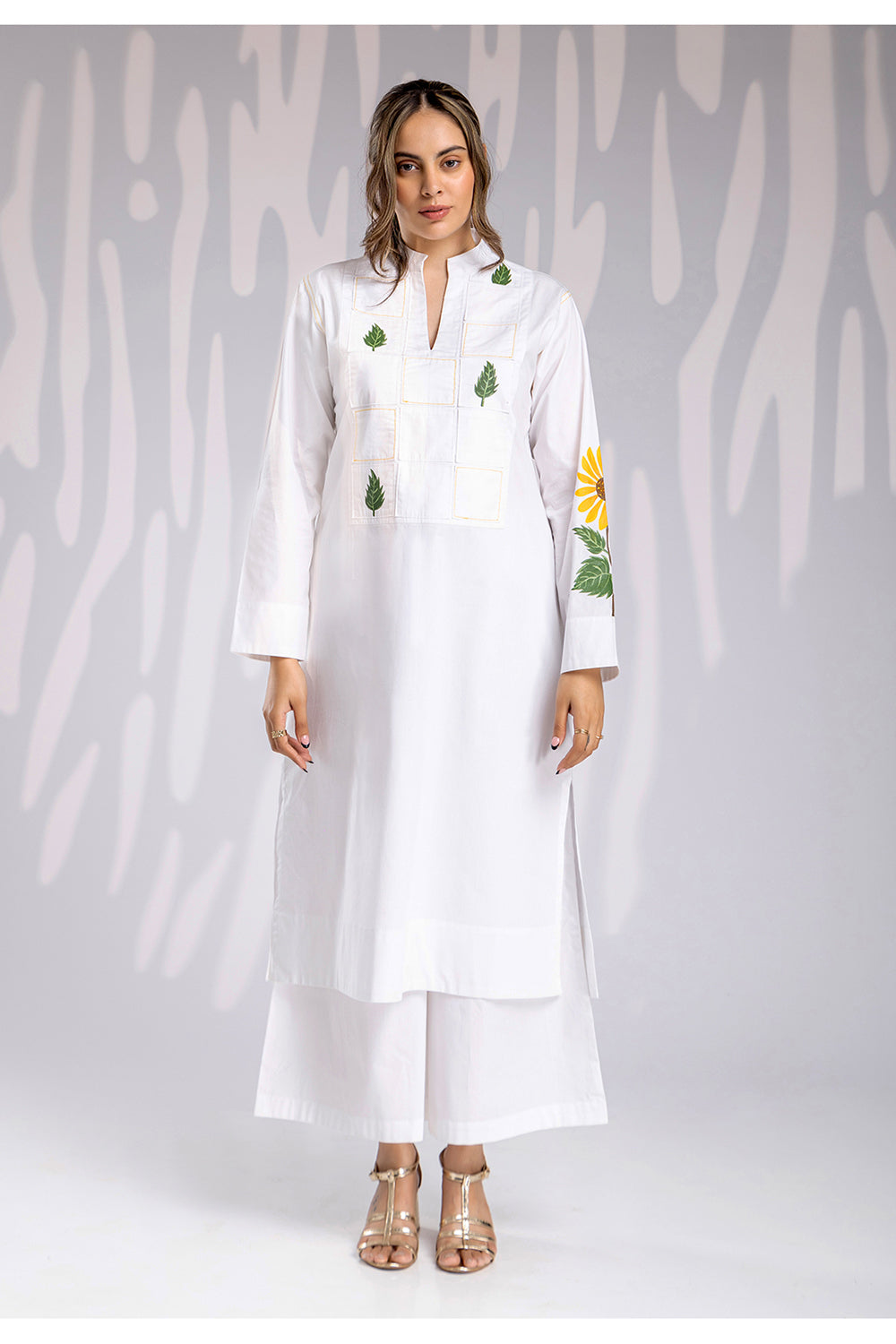 Handpainted Kurta Set - White - Auraya Fashion - House of Manaa - #tag1# - #tag2# - #tag3# - #tag3#