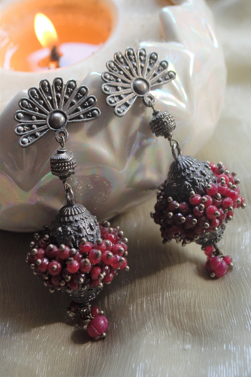 Red Pakhawaj Dholki Earrings - Auraya Fashion - Heer Jewellery - #tag1# - #tag2# - #tag3# - #tag3#