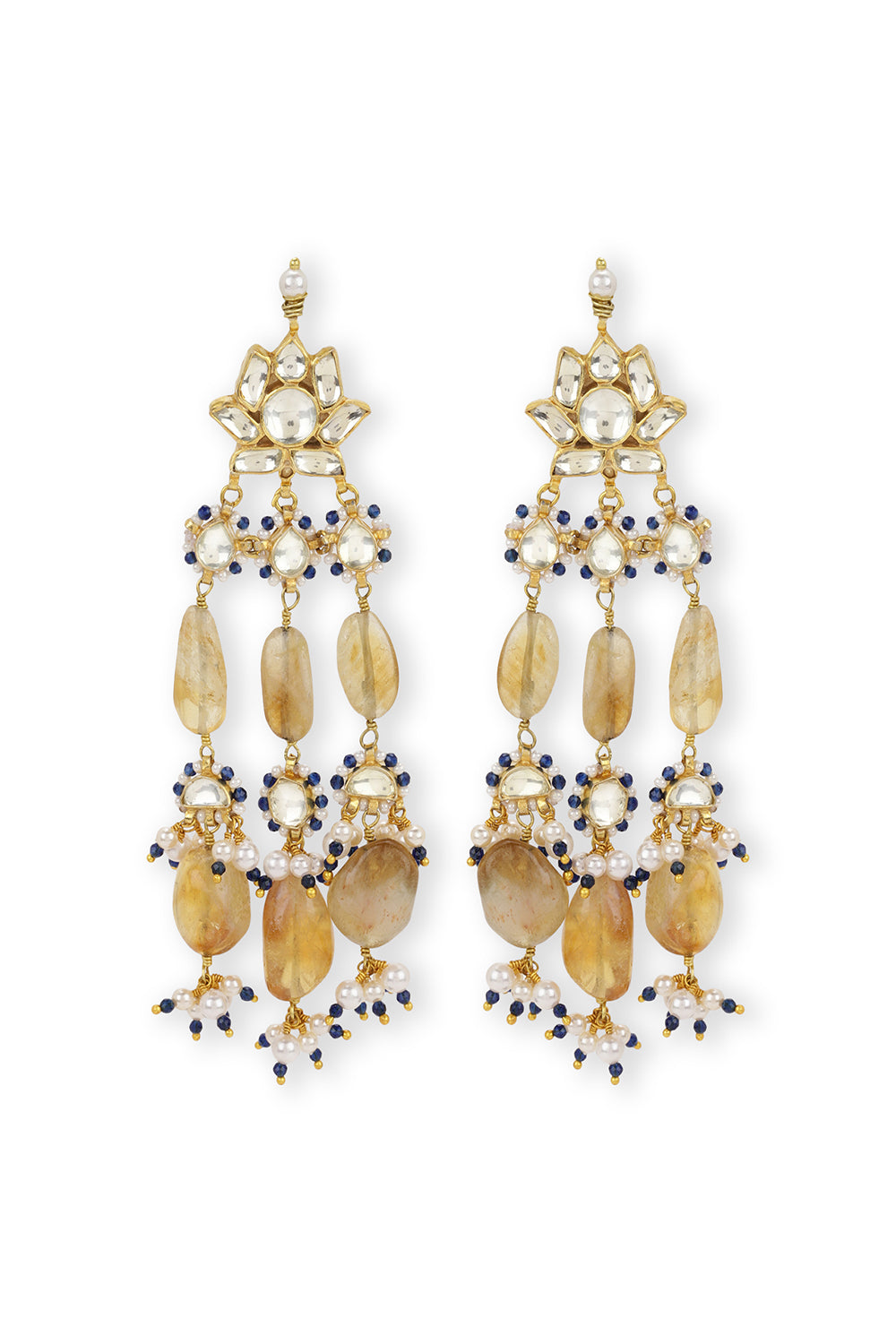 Amber Ahmedabadi Earrings- Blue - Auraya Fashion - Heer Jewellery - #tag1# - #tag2# - #tag3# - #tag3#