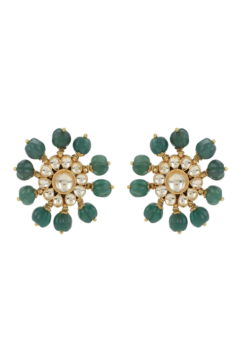 Tarameen Studs- Dark Green - Auraya Fashion - Heer Jewellery - #tag1# - #tag2# - #tag3# - #tag3#