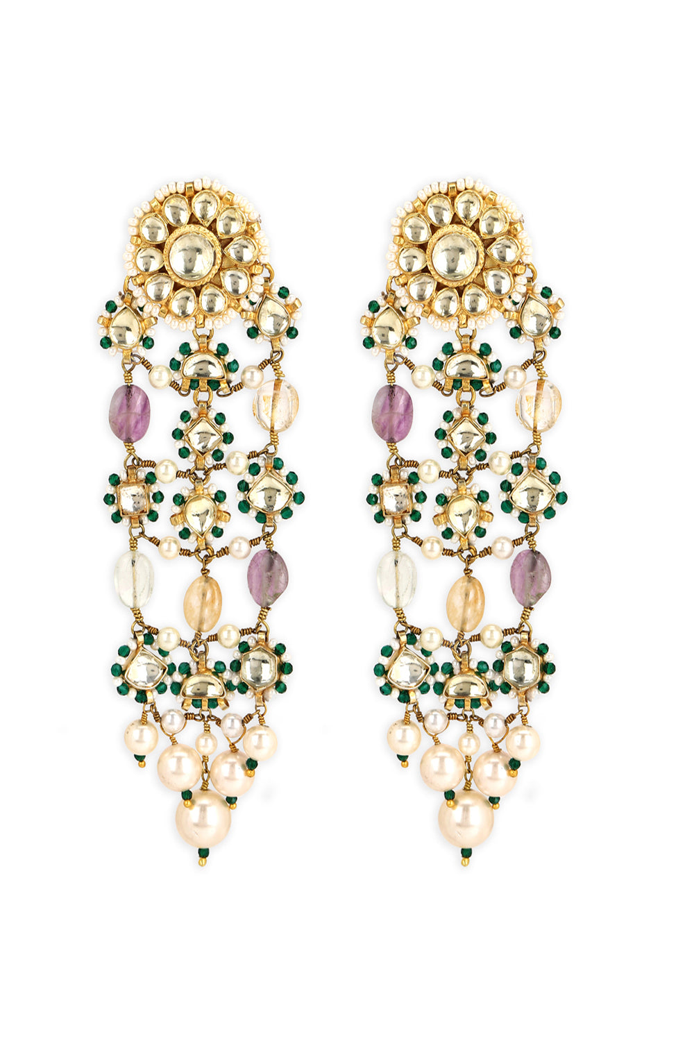 Polki Jaali Earrings - Auraya Fashion - Heer Jewellery - #tag1# - #tag2# - #tag3# - #tag3#